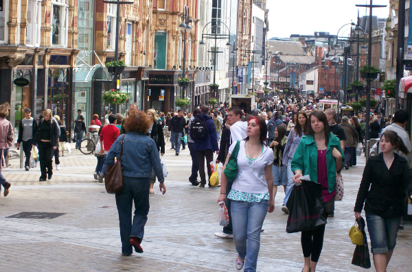 Shoppers in Briggate Street, Leeds (Credit: Paco Seoane/CC-BY-2.0)