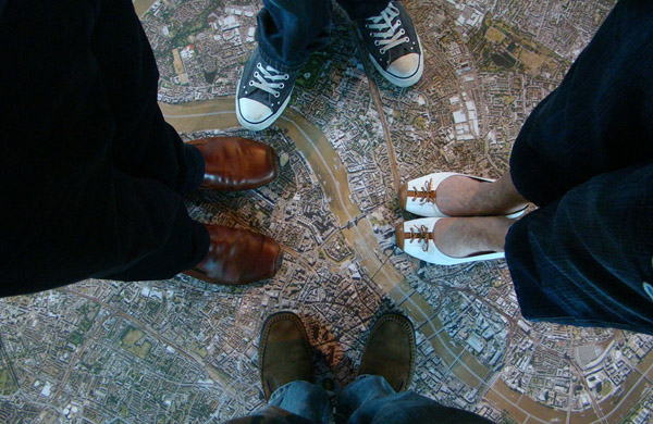Standing on the map inside City Hall (Yves Doutreligne/CC BY-NC-SA 2.0)